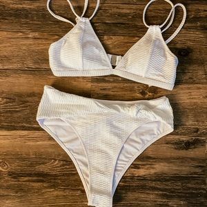 White Double Straps Knotted Bikini